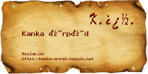 Kanka Árpád névjegykártya