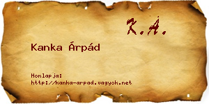 Kanka Árpád névjegykártya